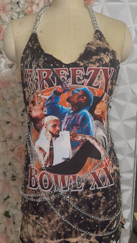 Chris Brown Junk Graphic Tee Halter Dress